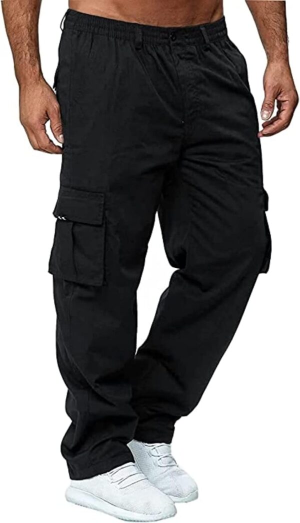 Men's Cargo Pants with Pockets Cotton Hiking Sweatpants Casual Athletic Jogger Sports Outdoor Trousers Relaxed Fit