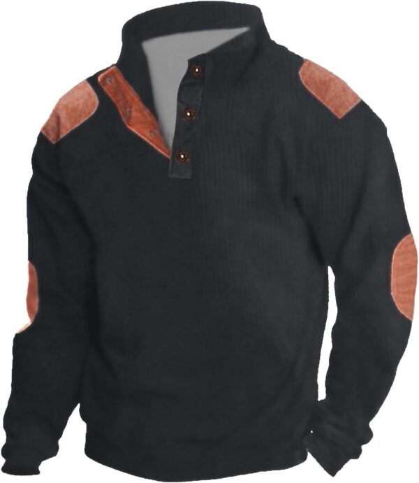 Men's Sweatshirt Button Up Pullover Outdoor Casual Standing Collar Long-d Sweater Crewneck Sweatshirts S-5XL