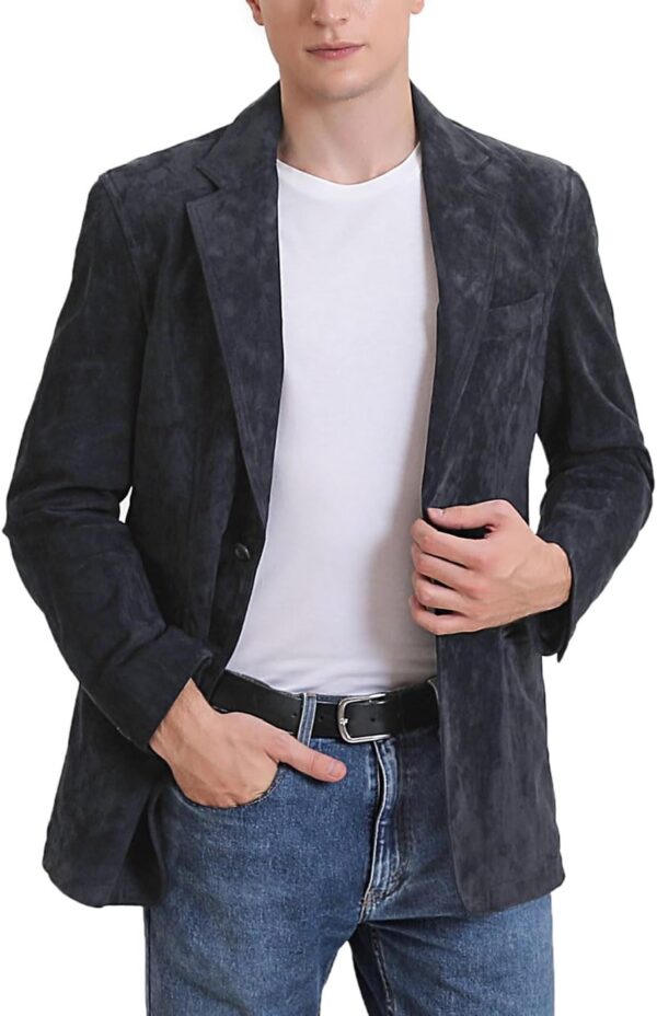 Men  Classic Leather Blazer Lambskin Sport Coat Jacket (Regular, Big & Tall and Short)
