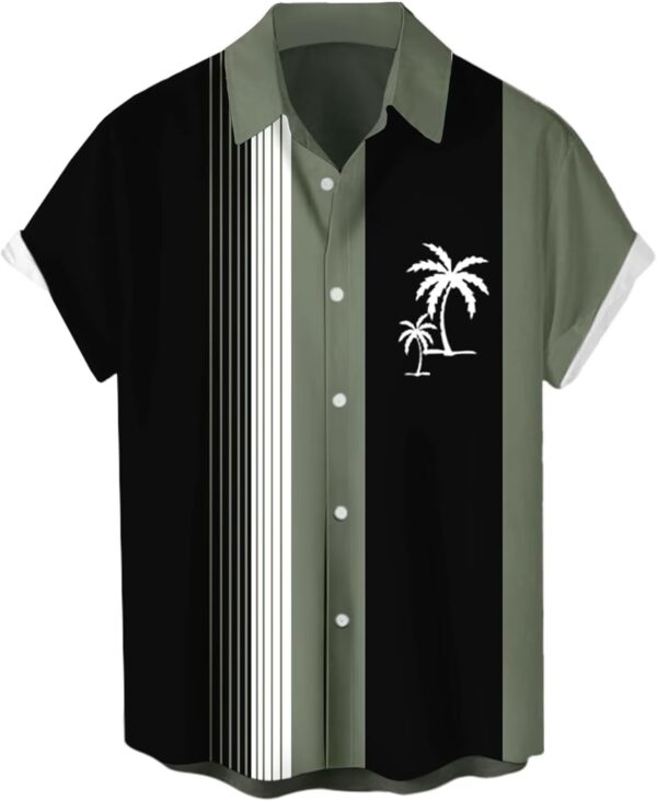 Men's Short  Button Up Hawaiian Shirt 1950s Vintage Bowling Shirts