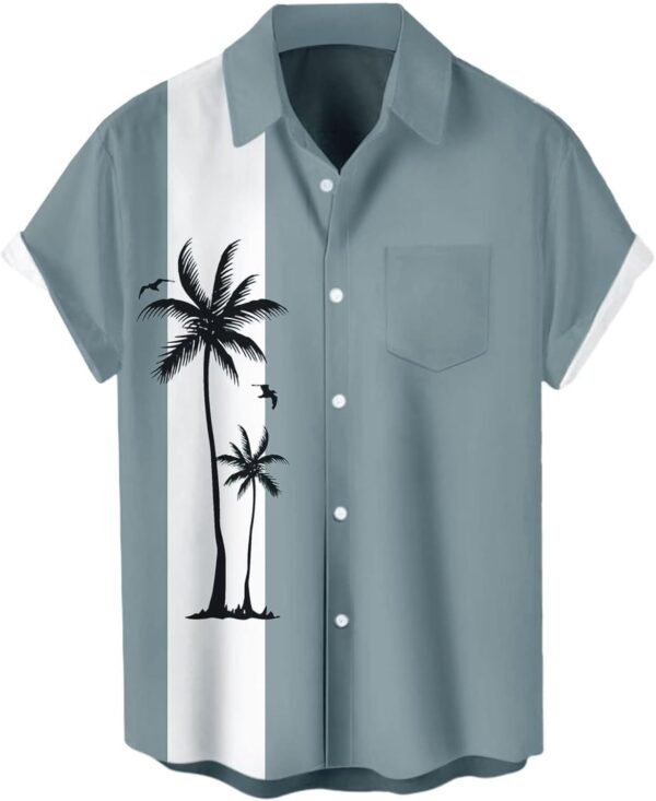 Men's Short  Button Up Hawaiian Shirt 1950s Vintage Bowling Shirts