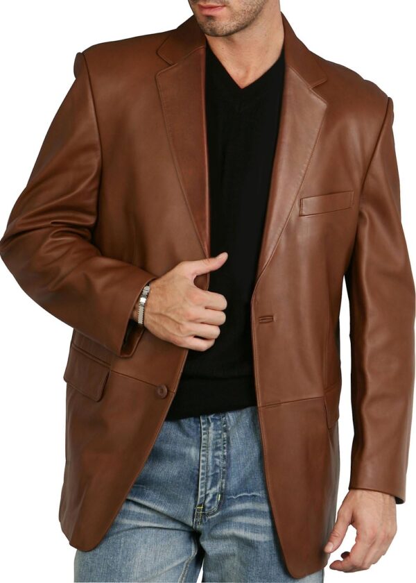 Men  Classic Leather Blazer Lambskin Sport Coat Jacket (Regular, Big & Tall and Short)