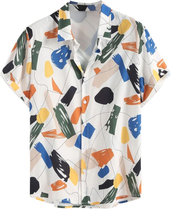 Men's Hawaiian Shirt for Men Short  Shirt Collar Beach Floral Summer Casual Button Down T-Shirts