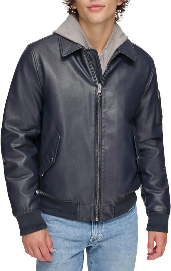 Men's Faux Leather Bomber Jacket